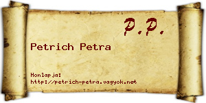 Petrich Petra névjegykártya